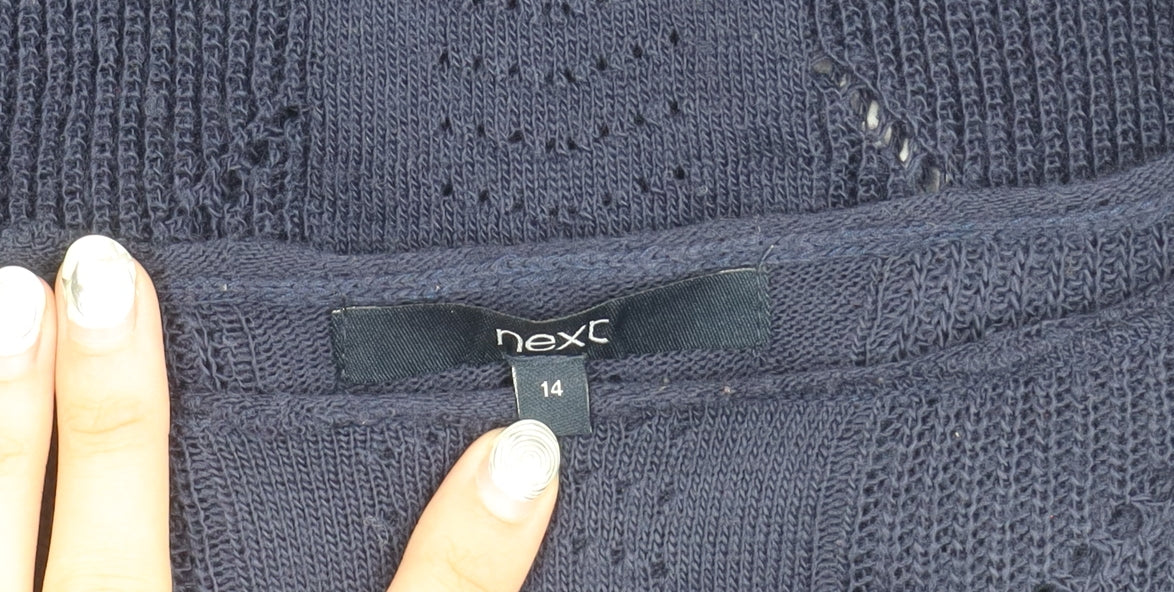 Next Women's Blue Ruffle Knit Pullover Jumper Size 14