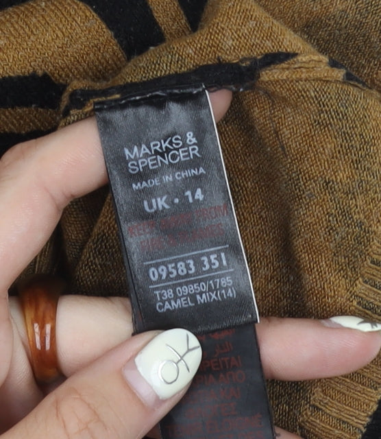 Marks & Spencer Women's Brown Floral Dress, Size 14