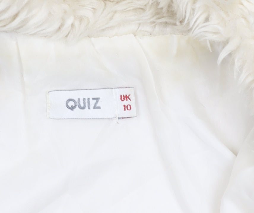 Quiz Women's Ivory Faux Fur Waistcoat - UK Size 10