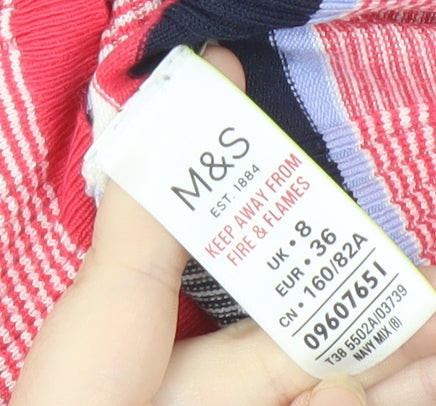 Marks & Spencer Women's Multicoloured Striped Top, Size 8