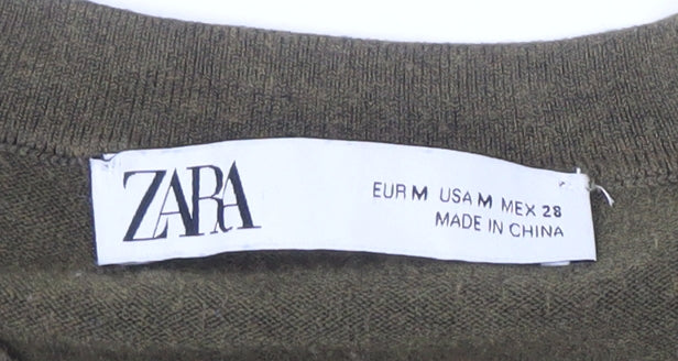 Zara Women's Green Crew Neck Pullover Jumper M