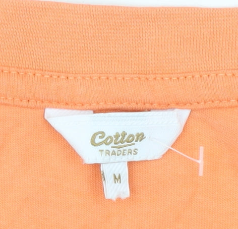 Cotton Traders Men's Orange V-Neck T-Shirt, M, Short Sleeve