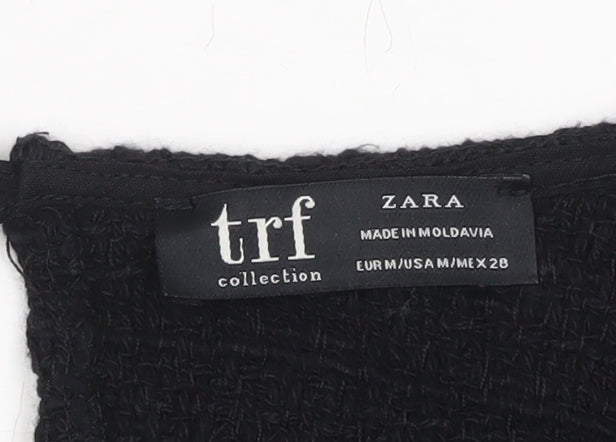 Zara Women's Black 3/4 Sleeve Buckle Blouse Size M