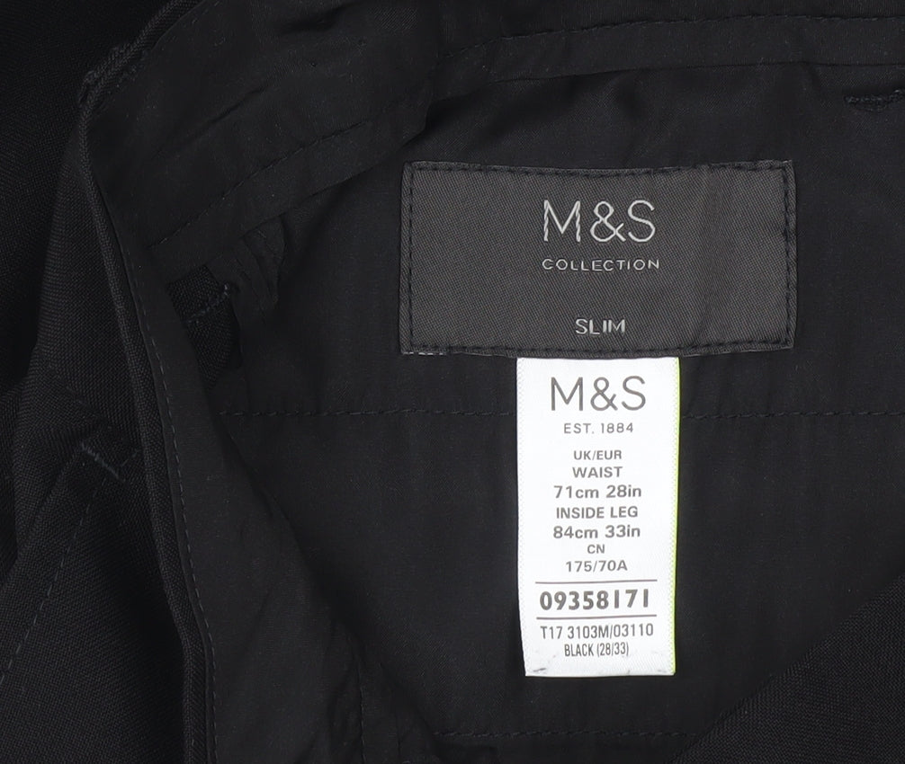 Marks & Spencer Men's Black Slim Trousers, M