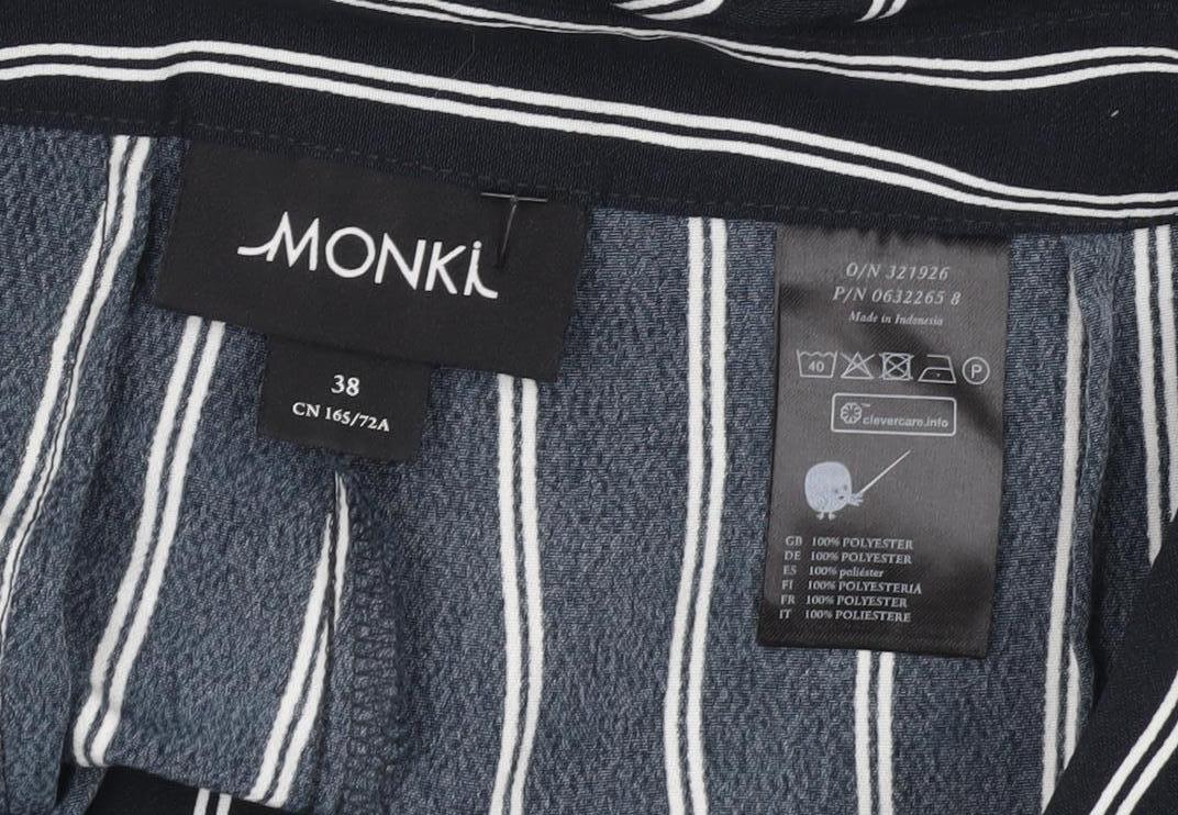 Monki Women's Black Striped Cropped Wide-Leg Trousers