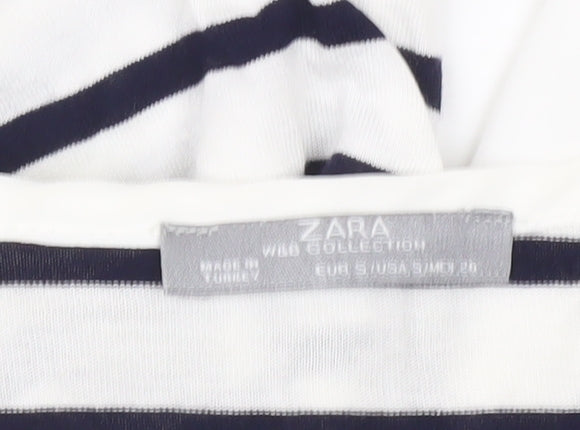 Zara Women's Striped V-Neck T-Shirt, Size 8
