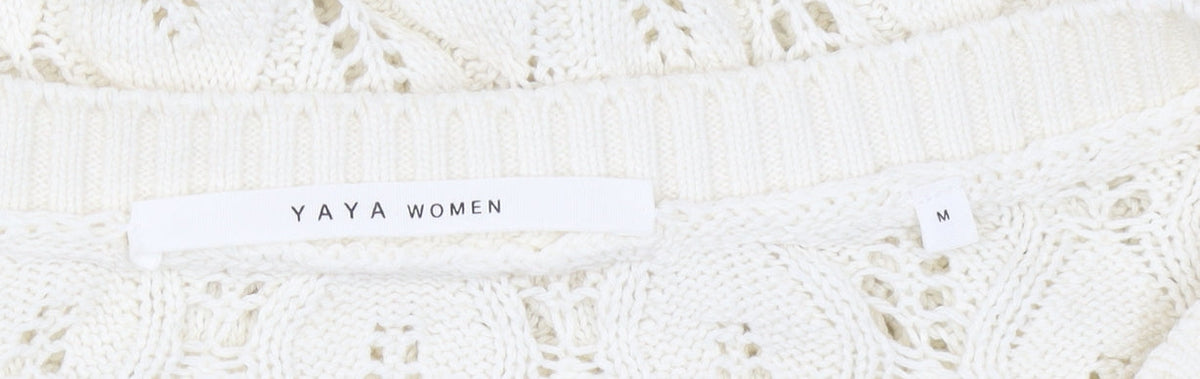 YAYA Women's Ivory Pullover Jumper Knit Medium
