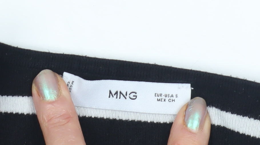 MNG Women's Black Striped Pullover Jumper - S