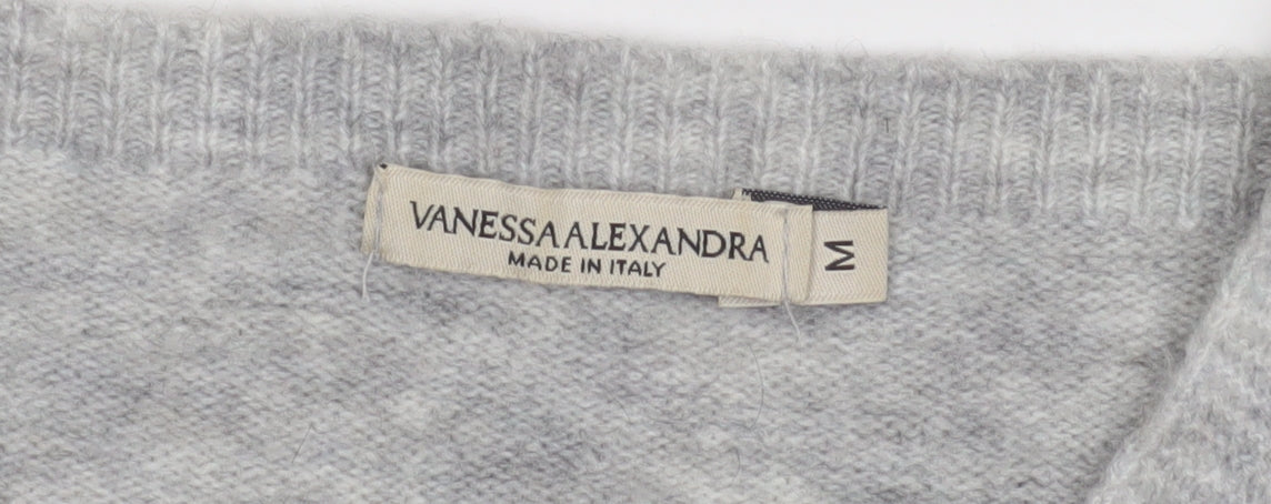 Vanessa Alexandra Women's Grey V-Neck Pullover Jumper M