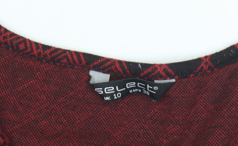 Select Women's Red Argyle Shift Dress Size 10