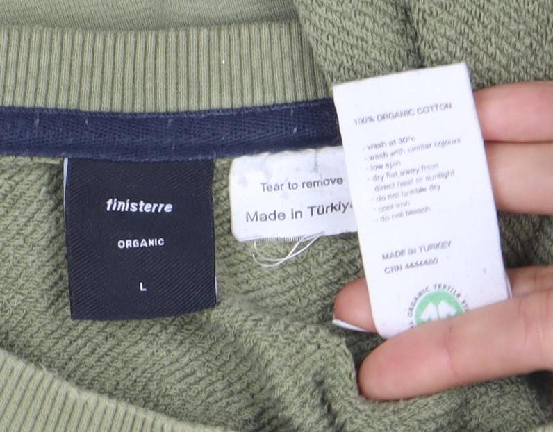 Inis Meáin Men's Green Pullover Sweater, Size L, Organic Cotton
