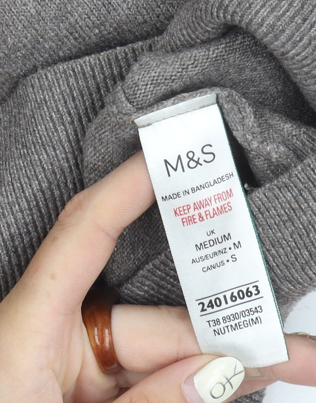 Marks & Spencer Women's Grey High Neck Jumper, M