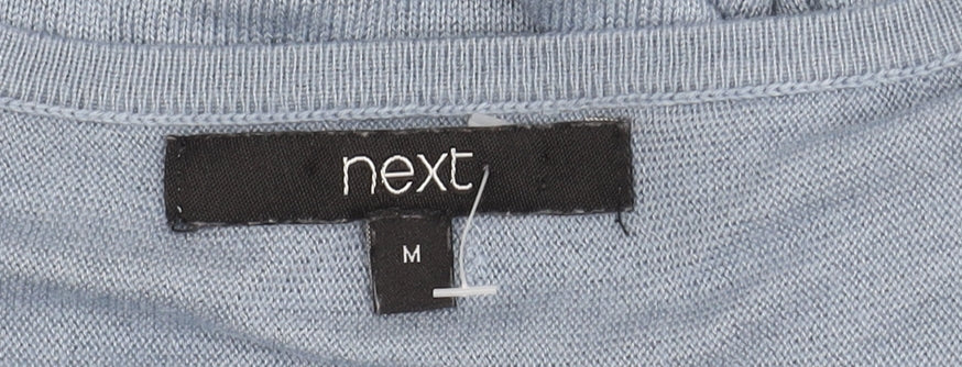 Next Women's Blue V-Neck T-Shirt, Size M, Puff Sleeves