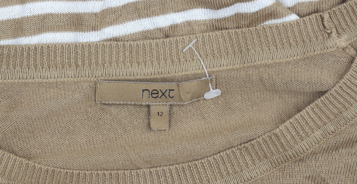 Next Women's Beige Striped Pullover Jumper, Size 12