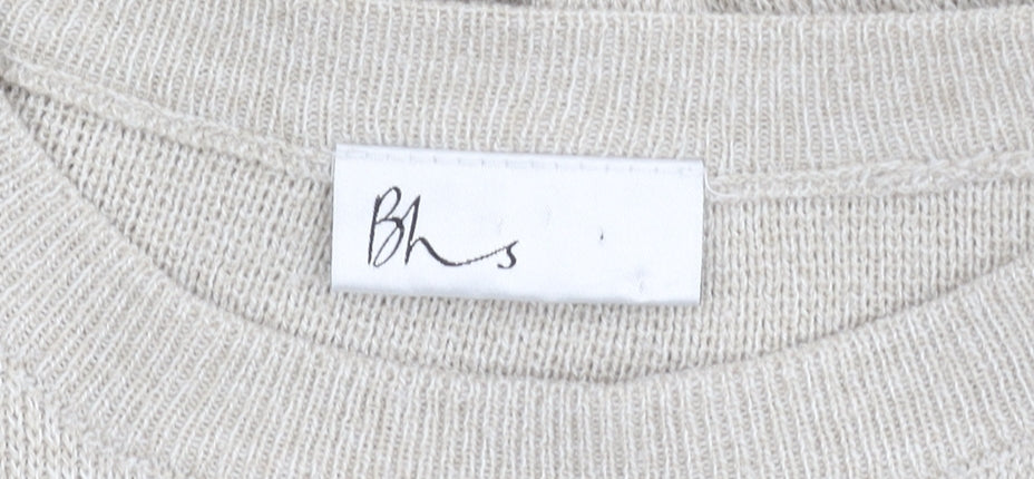 BHS Women's Beige Acrylic Crew Neck Jumper Size 14-16