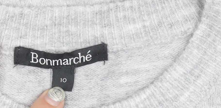 Bonmarché Women's Grey Embroidered Bird Pullover, Size 10