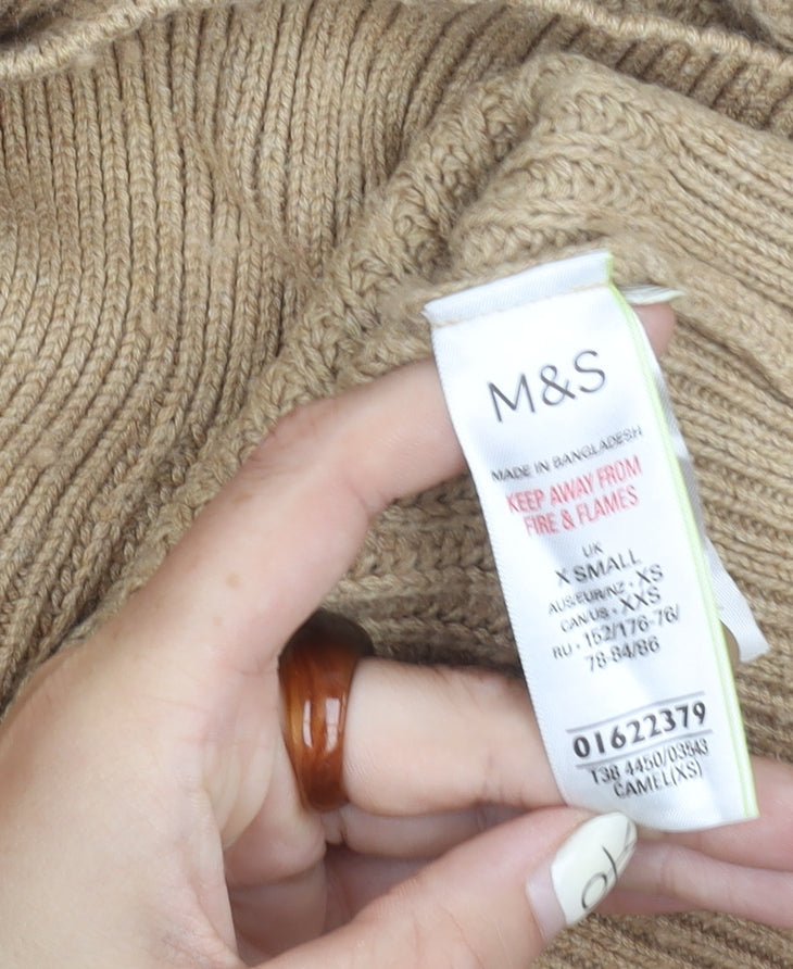 Marks & Spencer Ladies Beige V-Neck Cardigan XS