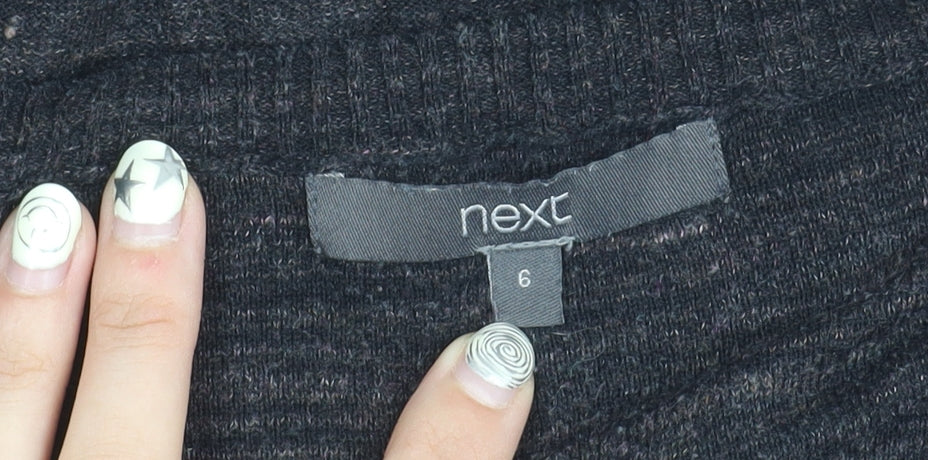 Next Women's Black V-Neck Cotton Pullover Jumper Size 6