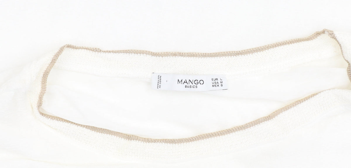 Mango Women's Ivory Sleeveless Top - Size L
