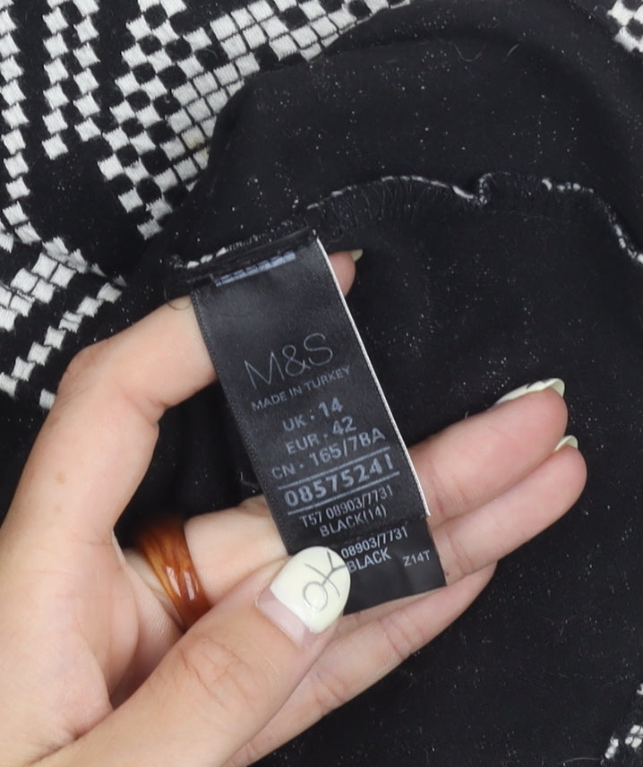 Marks & Spencer Women's Black Geometric Skirt, Size 14
