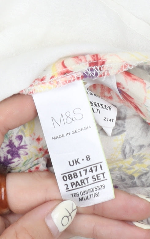 Marks & Spencer Floral Skirt Set Women Multicoloured UK 8