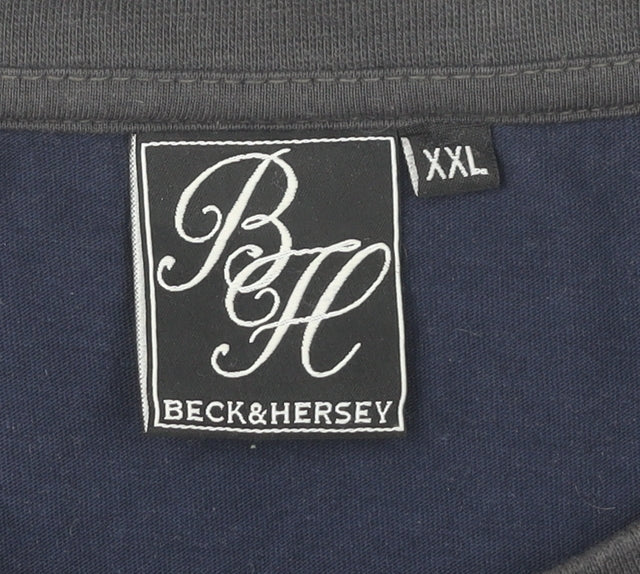 Beck & Hersey Men's Blue Colourblock T-Shirt 2XL
