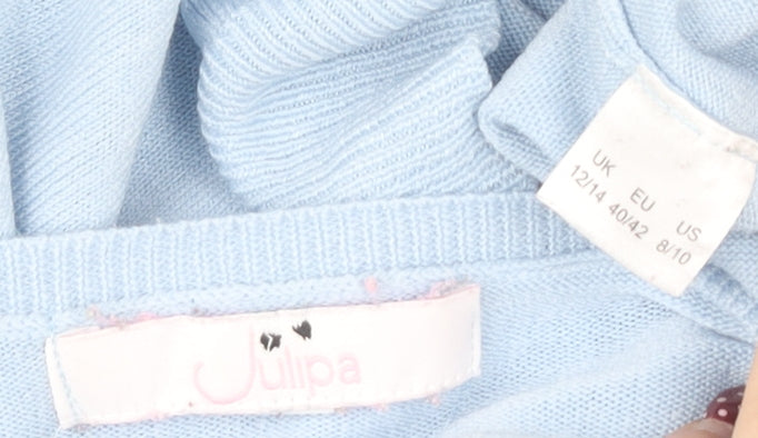 Julipa Women's Blue V-Neck Pullover Jumper Size 12/14