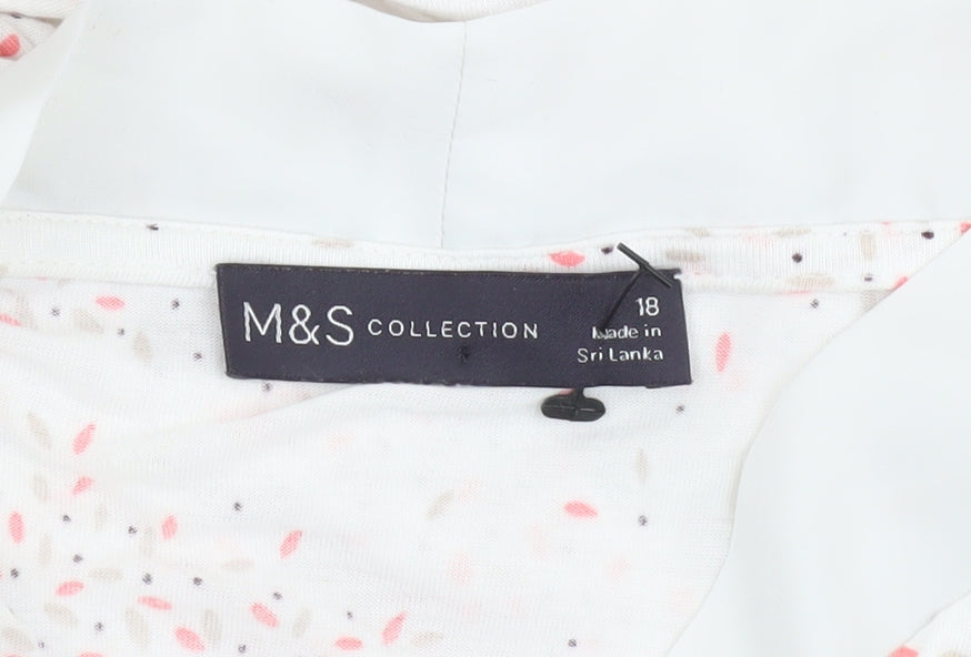 Marks and Spencer Women's White Blouse - Size 18 - Tunic Style