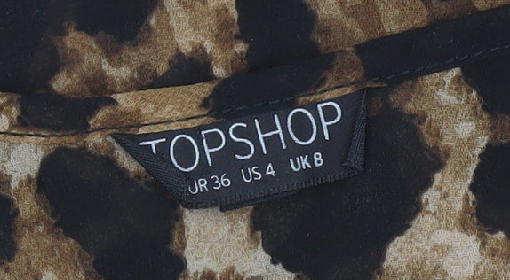 Topshop Women's Brown Leopard Print Tank Top Size 8