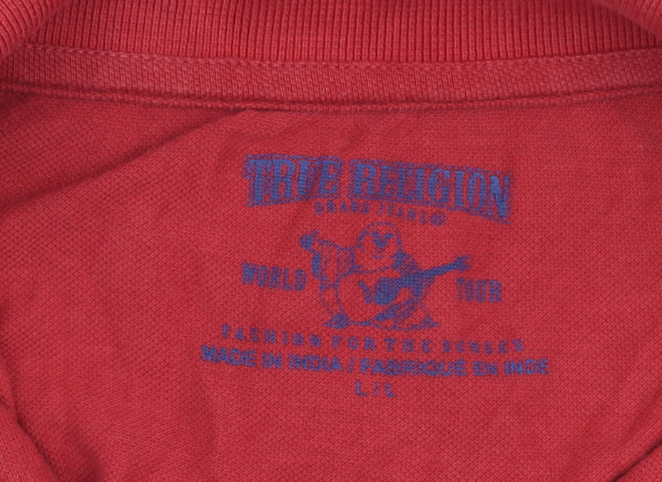 True Religion Red Men's Polo Shirt, Size L, Collared