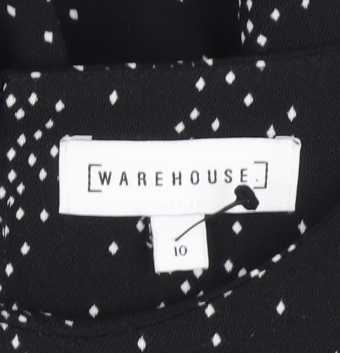 Warehouse Women's Black Geometric Knee Dress Size 10