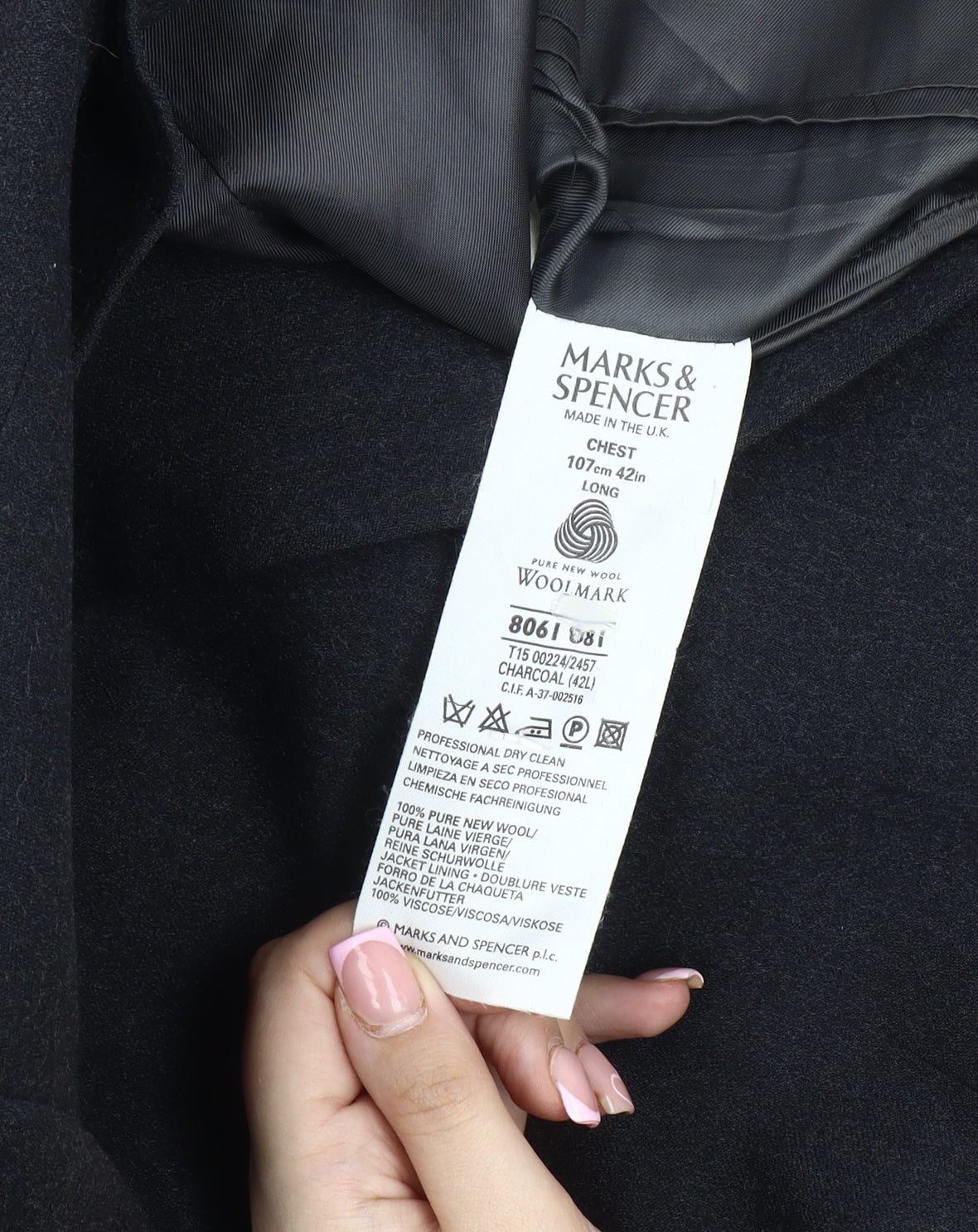 Marks & Spencer Men's Charcoal 42L Wool Blazer
