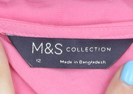 Marks & Spencer Women's Pink V-Neck Tank - Size 12
