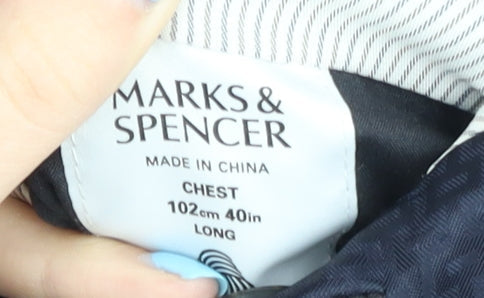 Marks & Spencer Men's Black Wool Long Blazer 40