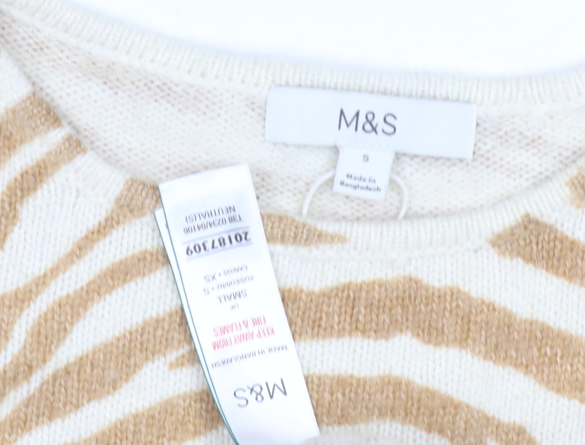 Marks & Spencer Women's Beige Animal Print Pullover Jumper Size 8