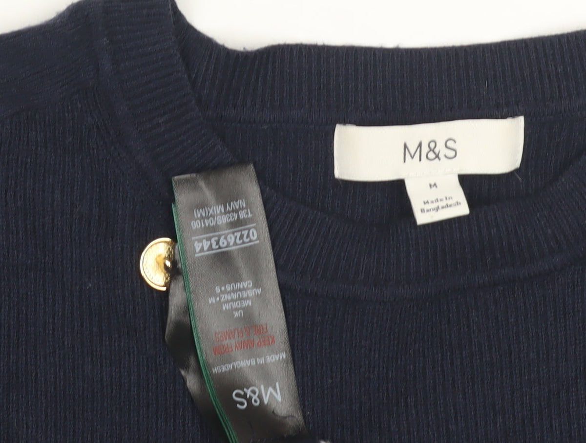 Marks & Spencer Women's Blue Striped Pullover Jumper M