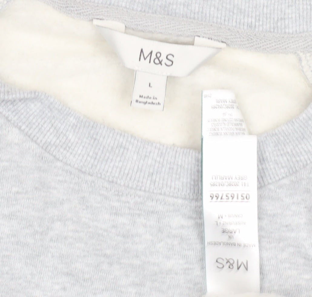 Marks & Spencer Unisex Grey Logo Sweatshirt L Pullover