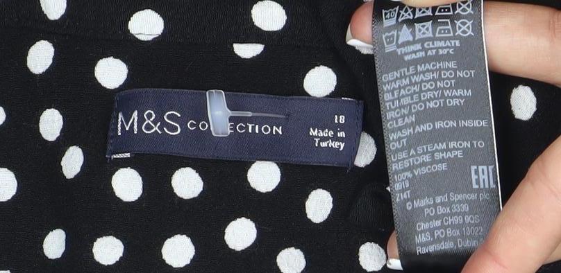 Marks & Spencer Women's Black Polka Dot Blouse Size 18