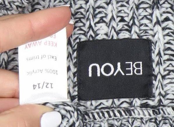 BE YOU Women's Grey Cold Shoulder Knit Jumper - Size 12