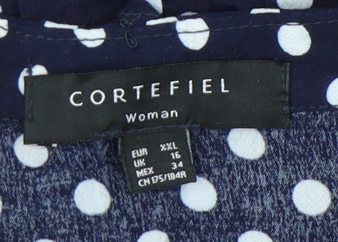 Cortefiel Women's Blue Polka Dot Blouse Size 16