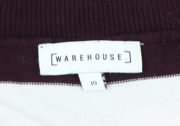 Warehouse Women’s Striped V-Neck Pullover Jumper Red 10
