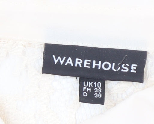 Warehouse Women's Beige Lace Blouse UK 10