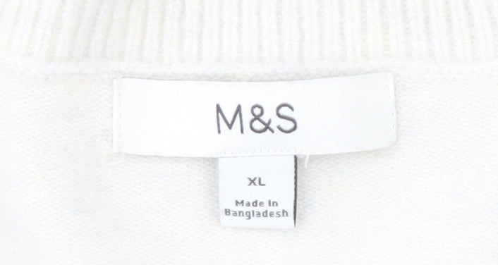Marks & Spencer Women's XL White Striped Knit Jumper