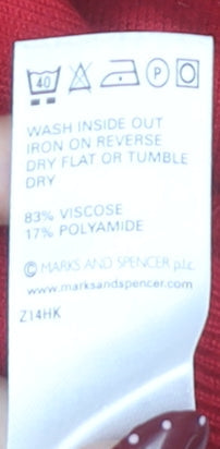 Marks & Spencer Red Pullover Jumper, Size 16, V-Neck