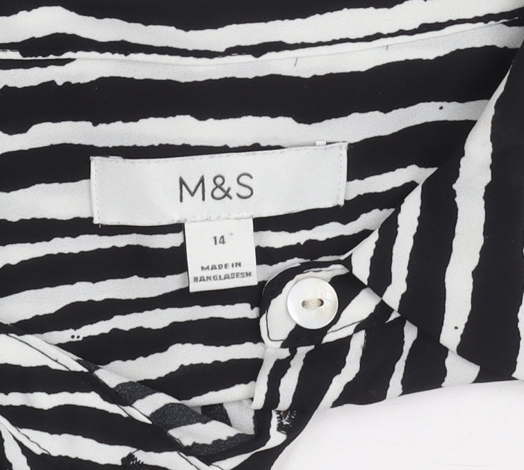Marks & Spencer Women's Black Striped Button-Up Shirt