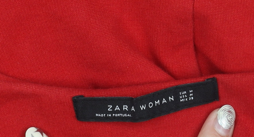 Zara Woman Red Fit & Flare Women's Dress M