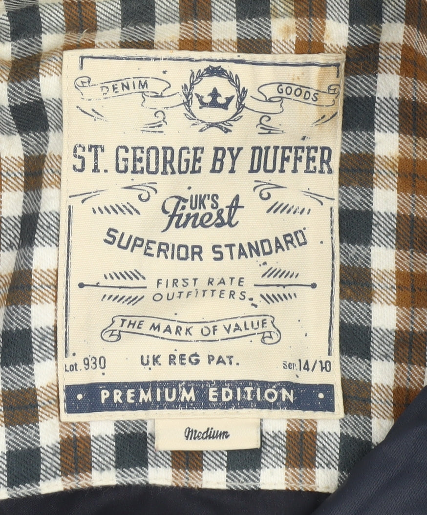 St George by Duffer Men's Blue Quilted Jacket Medium