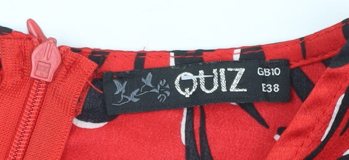 Quiz Women's Red Animal Print Dress Size 10