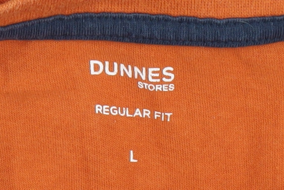 Dunnes Men's Orange Graphic T-Shirt, Size L