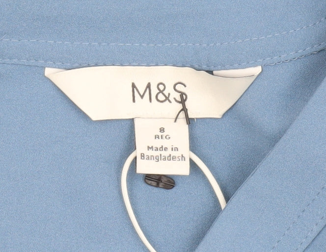 Marks & Spencer Blue Women's V-Neck Long Sleeve Blouse